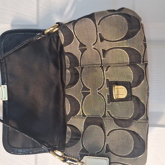 Coach Gold and Black  Bag with Signature Monogram - Picture 3 of 4